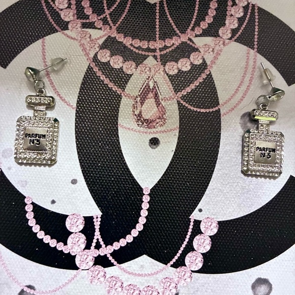 Elegant Silver Perfume Bottle Earrings - Picture 2 of 6